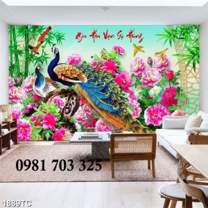 Tranh gạch hoa mẫu đơn đẹp cao cấp 3D