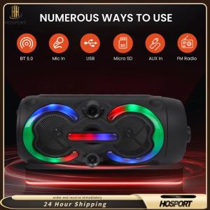 【HOSPORT】Portable Subwoofer Music Player 1200mAh Audio Loud Speaker Rechargeable Party Stereo Speaker for Home Gathering Party