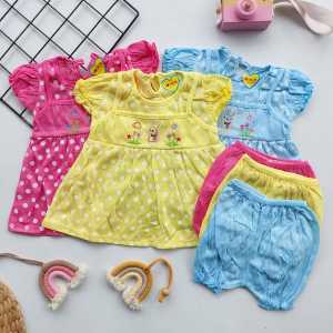 3PCS Dress Bayi 0-6 Bulan Setelan Baju Celana Newborn Cewek Lucu