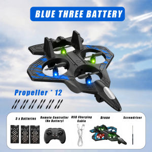 2.4GHz RC Battle Drone Remote Control Fighter Aircraft LED Glider Easy Fly Toys for Kids