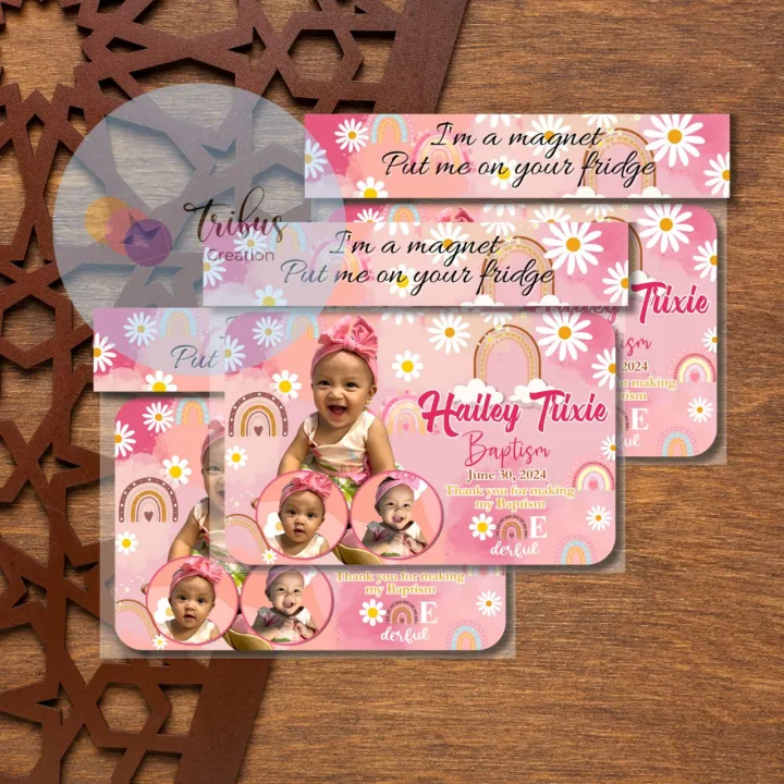 Boho Rainbow Theme Ref Magnet Souvenir for Christening Baptism Birthday ...