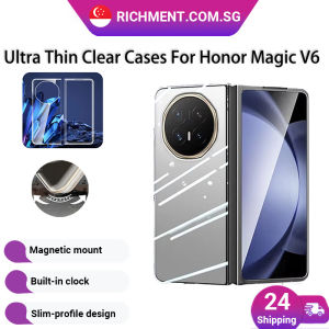 【✅SG Brand】RICHMENT For Honor Magic V6 Case Ultra Thin Transparent Hard PC Case For Crystal Transparent Anti Phone Cover Shockproof Bumper Yellowing Transparent Cover [Wireless Charging Friendly]Full-Body Shockproof Slim Phone Cases