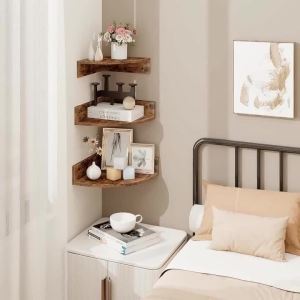 Sacesr Solid Wood Triangular Corner Storage Rack Set Creative Living Room Wall-mounted Corner Sundries Storage Holders Home Decor H8M4T