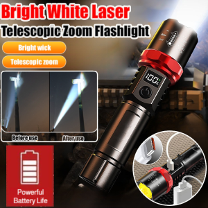 Portable Zoom Telescopic Lighting Flashlight Waterproof Outdoor Torch USB Charging Indicator Super Bright Flash Light