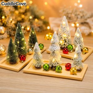 Mini Christmas Tree Lighted Tabletop Pine Needle Ornament Desktop Home Decor Gift Holiday Decor