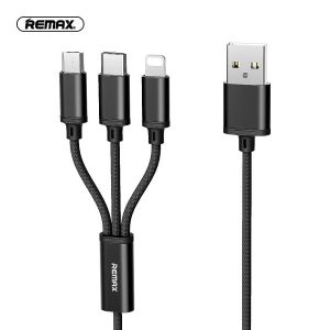 REMAX Kabel Pengecas 3-in-1 Braided Fast Charging 睿量一拖三编织充电线 快充数据线 REMAX 3 in 1 Braided Charging Cable
