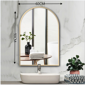 กระจกรูปไข่อลูมิเนียมอัลลอยด์กรอบกันน้ำป้องกันการระเบิดกระจกห้องน้ำแนวนอนและแนวตั้งสามารถแขวนวิดีโอความละเอียดสูงติดผนังกระจกห้องน้ำห้องนอนครัวเรือนกระจกแต่งหน้า Arched mirror  Aluminum Alloy Frame Bathroom Mirror