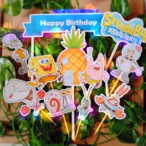 Topper Cake Spongebob Custom Foto untuk Hiasan Kue Ulang Tahun / Ultah Anak Karakter (Toper)