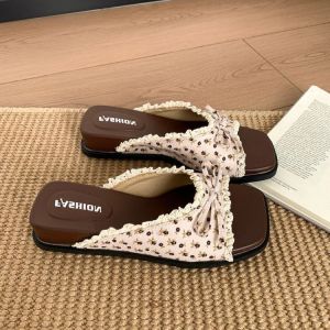Free Shipping Square-Toed Thick-Soled Slip-On Sandals For Women 2026 New Summer Outdoor Non-Slip Retro Sandals