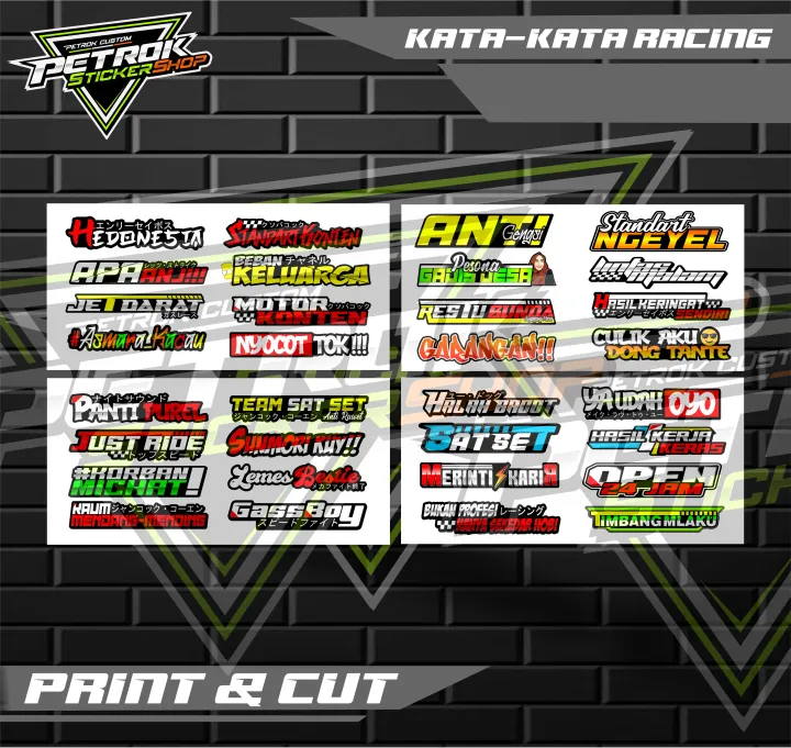 Stiker Pack Kata kata / Stiker Racing / Stiker Print & Cutting / Stiker ...