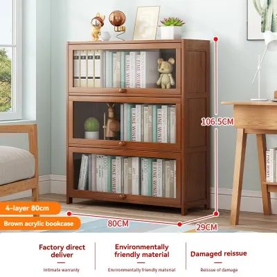 Display BookShelf Cabinet Bamboo Bookcase Cupboard Cabinet Multi-layer Storage Rack Shelves Cabinets