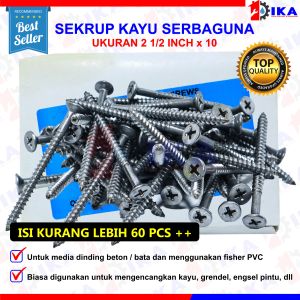 SKRUP KAYU 21/2" X 10 (+) PLUS PANJANG 625 CM / (HARGA 1 KOTAK - TIDAK DIECER) TERMURAH