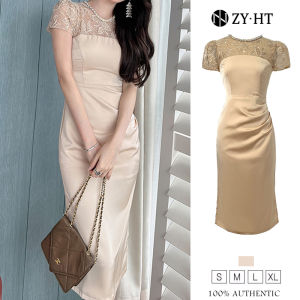 ZYHT eravogue Bữa tiệc tối của người Pháp bữa tiệc người nổi tiếng váy nhỏ nhẹ sang trọng tự tu dưỡng tính cách phụ nữ váy đầm satin mềm mại 10079