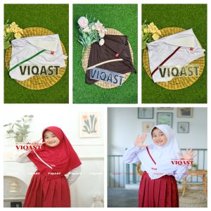 𝐕𝐈𝐐𝐀𝐒𝐓 - Hijab Anak Sekolah TK & SD List Samping AINUN ( Size 6 - 10 Tahun ) | Kerudung Anak SD Kaos Jilbab Sekolah Anak Tanggung