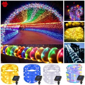 Solar Rope Lights Copper Wire Fairy Lights Outdoor PVC Tube String Lights Garland Christmas Wedding Party Garden Decoration Light Pelita Lampu RAYA kelip Hiasan Solar Light Outdoor Lighting LED Christmas Light Solar Fairy Light LED Solar Lamp LED Light