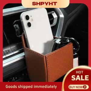 SHPYHT Xe người giữ điện thoại núi Air Vent treo hộp lưu trữ xe điện thoại di động Túi PU da kính tổ chức túi hỗ trợ trong nhà