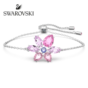 SWAROVSKI Luxury Fashion Gema mixed cut pink flower diamond bracelet S925 sterling silver womens fashion bracelet