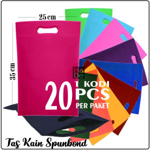 1 Kodi/20pcs Tas Kain Spunbond Goodie Bag Oval 25x35 Untuk Kantong Belanja promosi Bingkisan Souvenir parcel Snack Ultah / Ulang Tahun anak Tote bag Hampers Pernikahan Goody Bag murah pengganti Plastik paper bag 100% Ramah Lingkungan lusinan kodian
