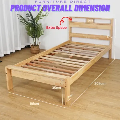 Furniture Direct NARITA MUJI Style Full Solid Single Bed Frame-katil kayu Japandi