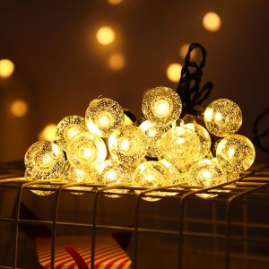 Outdoor LED Solar String Lights Colorful Crystal Globe Lights Waterproof Solar Powered Patio Light