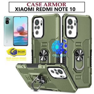 Case Armor XIAOMI REDMI NOTE 10 Iring Cincin Magnetic Kesing Hp Protect kamera Premium Hard Case Standing Robot Pelindung Kamera