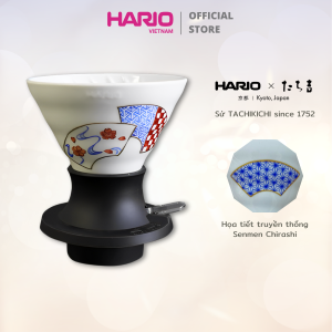 Phễu Hario Switch sứ Tachikichi họa tiết "Senmen Chirashi" size 02 kèm giấy lọc (limited edition)