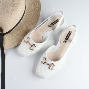 Sampai7an SPT-64 Sandal Sepatu Model Slip-On Heel Woman Mules Shoes Cewek Korea Kasual Trendy COD