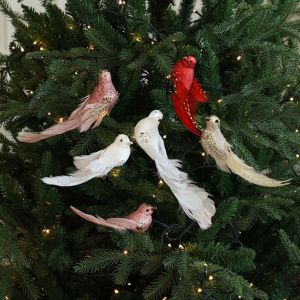 RGFV MALL Realistic Christmas Birds Ornament Colorful Artificial Christmas Tree Decoration Creative Exquisite Simulated White Bird Pendant Home Xmas Decor