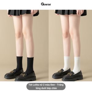Vớ đùi trơn nữ 3 chiều cao GOMTAT phong cách lolita tất cao trên đầu gối chất liệu thun lạnh siêu mỏng co giãn mềm mịn - HOT-1805-1DOI