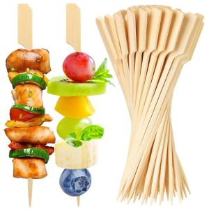 200pcs Disposable Fruit Bamboo Skewer Cocktail Picks Food Sticks For Party Toothpicks For Appetizers Multi-purpose Sticks for BBQ Dessert Sandwich