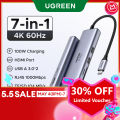 UGREEN 7 in 1 Type C Hub with 4K@60HZ USB C to HDMI RJ45 SD TF Card Reader 3 USB 3.0 Ports for iPhone 15 Pro, ipad mini 6,ipad pro 2021,Huawei Matebook 13,Lenovo Thinkpad T480s,Samsung20. 