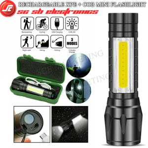 USB RECHARGEABLE LED MINI FLASHLIGHT / TORCHLIGHT - 2 IN 1 FLASHLIGHT WITH FRONT & SIDE LIGHT / SUPER BRIGHT/ ZOOM FUNCTION