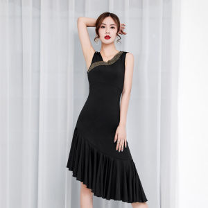 Váy Khiêu Vũ Latin Mùa Hè Váy Trình Diễn Xẻ Tà Nhún Bèo