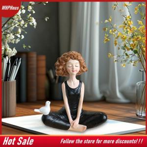 【COD】🔥🔥🔥 Yoga Girl Figurines Yoga Statue Art Sculpture Figure Resin Home Decoration Desk Ornament Statuette For Your Desk Bookshelf