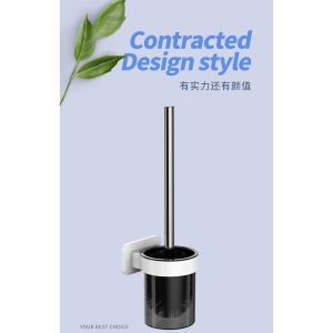 Toilet Brush with Holder Bathroom Cleaning Tool Self Adhesive Wall Mounted