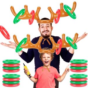 DXNZVA Kids Funny Outdoor Festival Reindeer New Year Gift Ferrule Game Inflated Toys Inflatable Antler Hat Christmas Headband