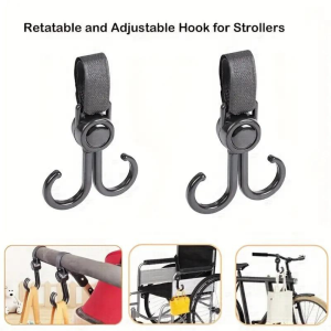 [ READY STOCK ] 1pcs Multifunctional Rotatable Stroller Hook Hanging Hooks For Motorcycle Baby Trolley Car Bicycle Wheelchair