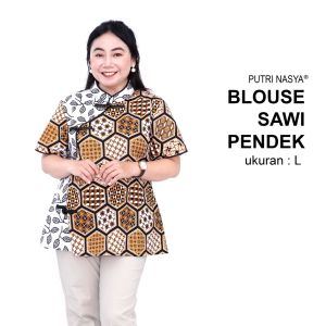 Blouse Big Size Wanita Atasan Batik Lengkap S-M-L-XL-2L-3L-4L-5L-6L-7L Model Blus Jumbo Kerja Batik / Pakaian Batik LD 140 Kekinian Model Seragam Kantor Formal