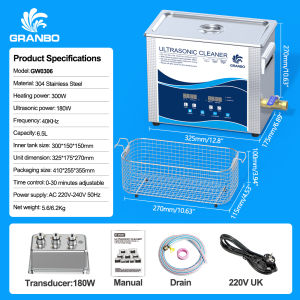 Granbo 30L 40khz 900w  Immersion Ultrasonic Cleaner Auto Parts Sonic Bath Hardware Circuit Board Stainless Steel Ultrasonic Cleaner