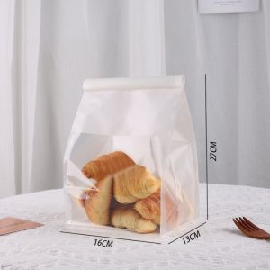 10 Pcs Kantong Kertas Plastik Roti Tawar 13x27 / 16x27 / 22x28 Paper Bag Roti / Paper Bag Kue / plastik Cookies / Toast Ziplock Kawat Warna Putih / Kertas Roti / Kertas Kue / Plastik Roti / Plastik Bungkus Roti P01