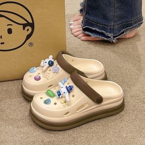[Free Shipping] New Style Cute Non-Slip Thick-Soled Cartoon-Themed Height-Increasing Outdoor Wear Slip-On Sandals With A Closed-Toe Design