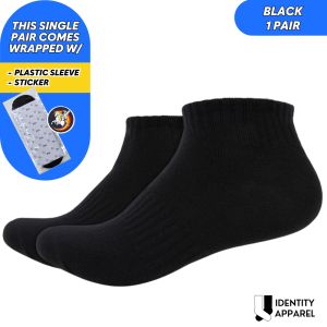 IDENTITY Apparel Basic Plain Low Cut Ankle Length Cotton Socks w/ Ribbed Leg and Foot Arch Support