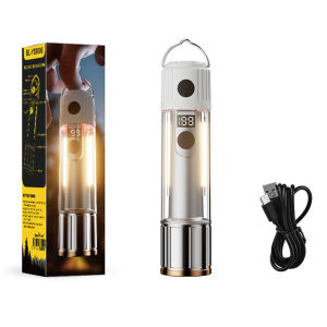 HaixnFire ตะเกียงตั้งแคมป์กลางแจ้งสำหรับไฟฉายแบบซูมไฟฉาย LED แบบชาร์จได้ X750พร้อมจอแสดงผลแบตเตอรี่ไฟข้าง