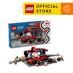 LEGO City 60443 F1 Pit Stop & Pit Crew with Ferrari Car (322 Pieces)