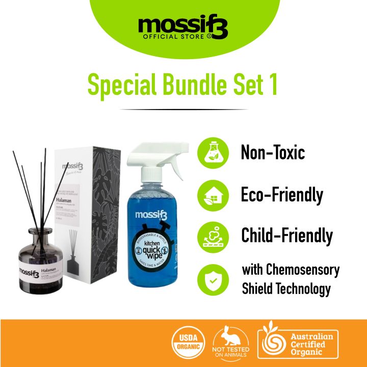 [BUNDLE SET 1] Mossif3 Halaman Aroma Reed Diffuser + Kitchen Quick