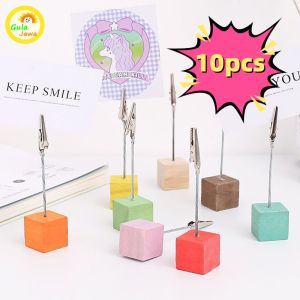 10pcs Polikromatik Klip Kayu Tatakan Holder Stand Penjepit Foto Kartu Kayu Price Tag Nomer Meja