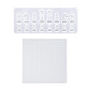 1 Set DIY Chess Board Epoxy Resin Mold Chess+Checkerboard Silicone Mould