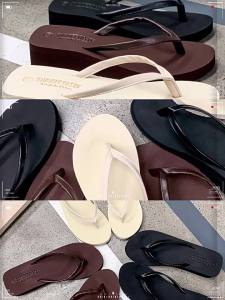 [Free Shipping] In-Stock Summer Mid-Heel Flip-Flops For Women New Style Versatile Solid Color Suitable For Outdoor Wear Beach Sandals