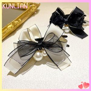 [KUNLIAN] Thanh lịch Bow tóc Claw Bowknot ngọc trai lấy clip kẹp tóc cho phụ nữ ponytail Clip Cô gái Hàn Quốc Phụ kiện tóc mũ nón