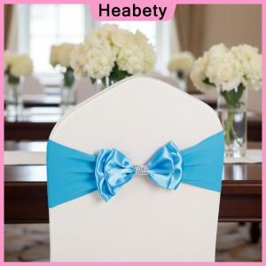 Heabety  Stretch Spandex Chair Sash Double Bow Ribbon for Banquet Wedding Event Hall Decorative Chair